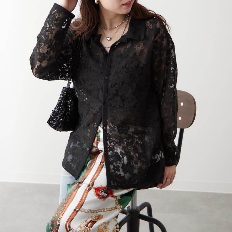 【大人のこなれ感】メッシュレースシャツ | RMAF　NICE CLAUP / OLIVE des OLIVE | 詳細画像15 