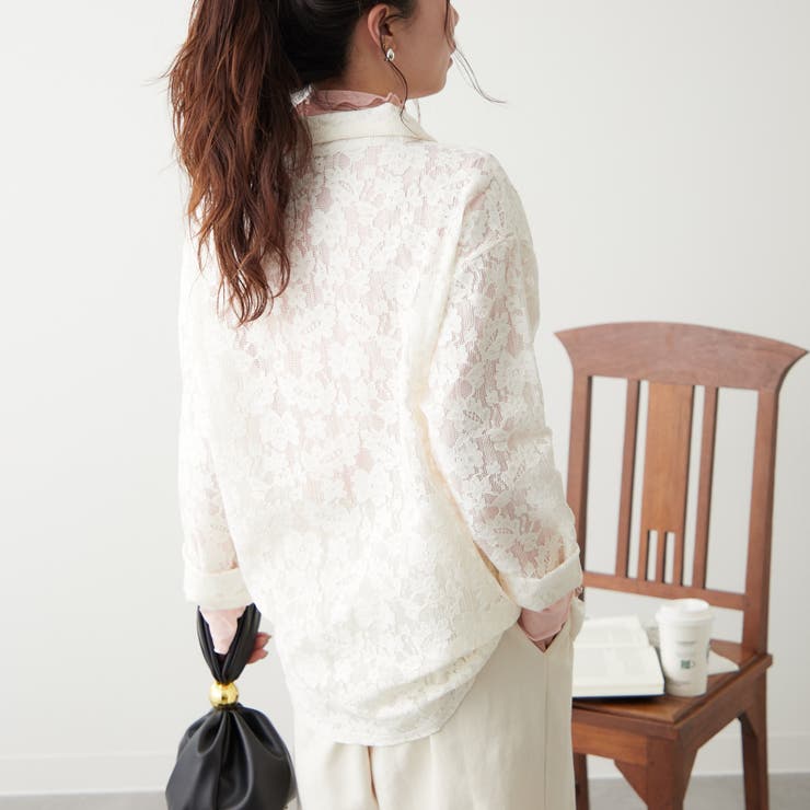 【大人のこなれ感】メッシュレースシャツ | RMAF　NICE CLAUP / OLIVE des OLIVE | 詳細画像6 