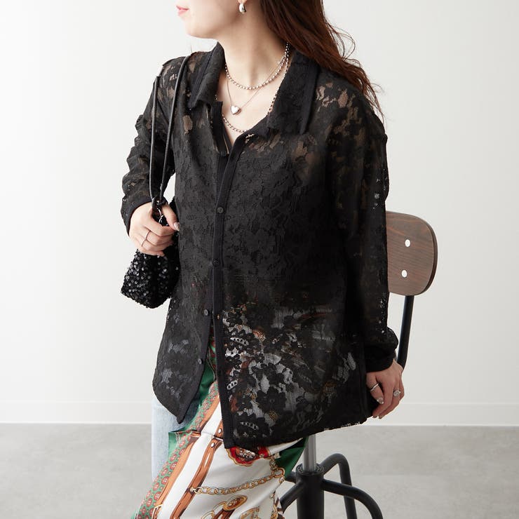 【大人のこなれ感】メッシュレースシャツ | RMAF　NICE CLAUP / OLIVE des OLIVE | 詳細画像1 