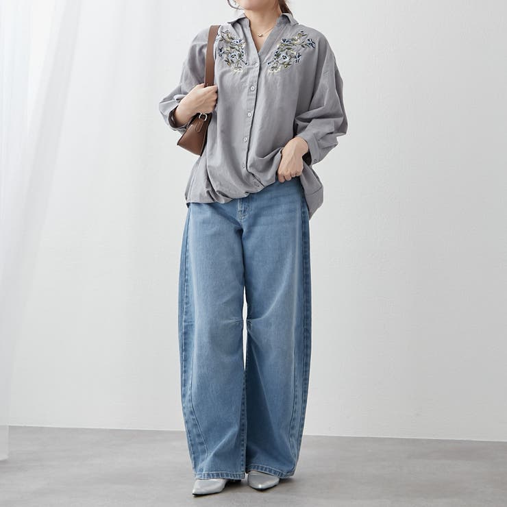 タケノコタック胸刺繍ブラウス[品番：OLOW0015761]｜RMAF NICE