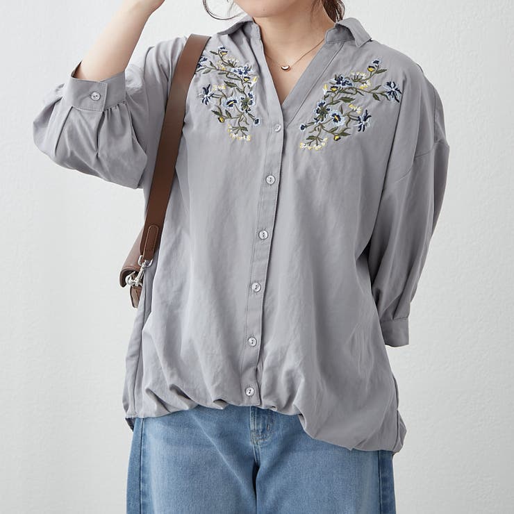 タケノコタック胸刺繍ブラウス[品番：OLOW0015761]｜RMAF NICE