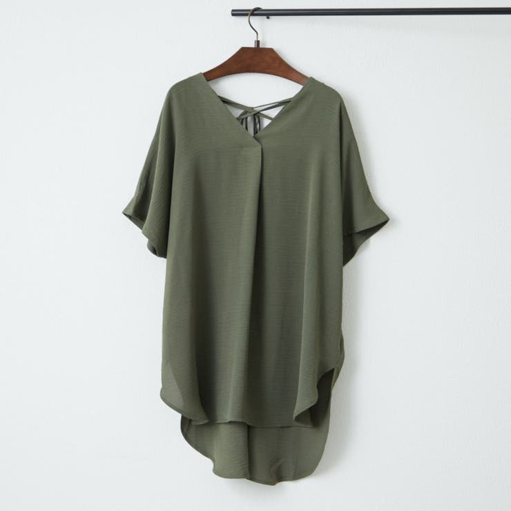 後レースアップチュニックブラウス[品番：OLOW0016120]｜RMAF