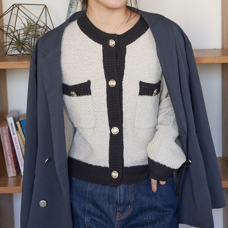 【Web限定】配色クルーカーデ | RMAF　NICE CLAUP / OLIVE des OLIVE | 詳細画像12 