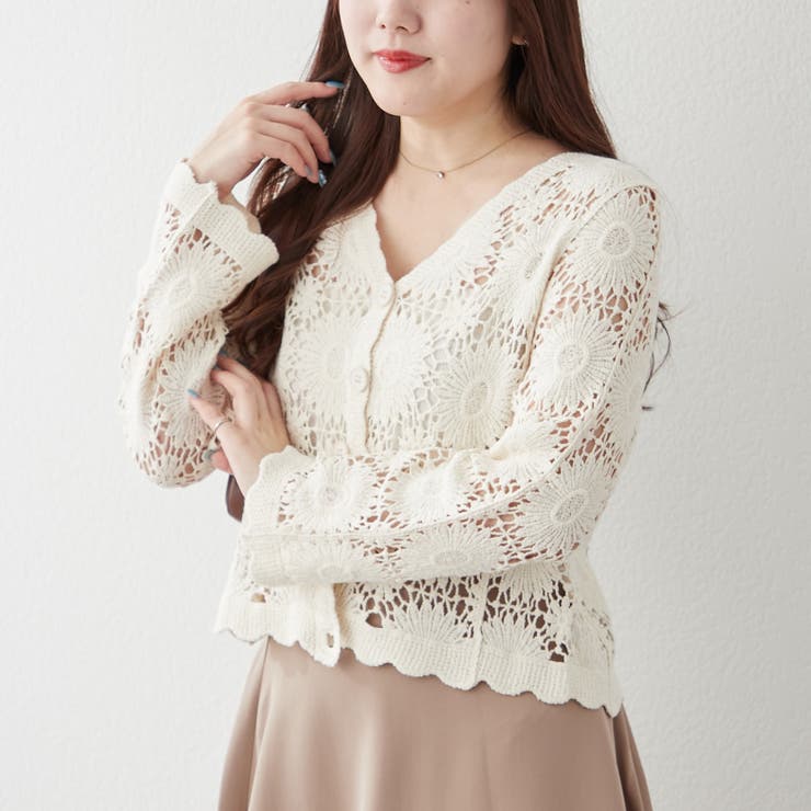 透かし編みカーデ | RMAF　NICE CLAUP / OLIVE des OLIVE | 詳細画像4 