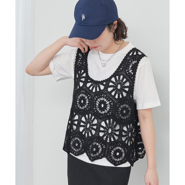 セットアイテム】カギ針ベスト+Tシャツ[品番：OLOW0015601]｜RMAF NICE