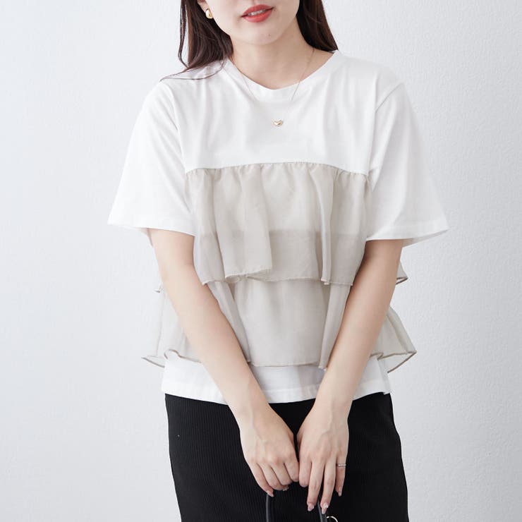 オーガンジードッキング半袖T | NICE CLAUP / OLIVE des OLIVE　OUTLET | 詳細画像10 