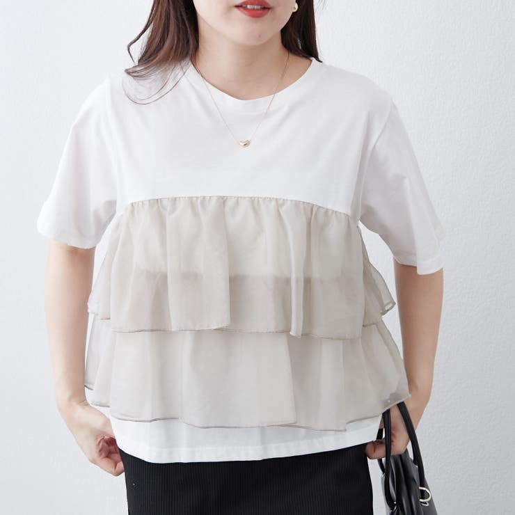 オーガンジードッキング半袖T | NICE CLAUP / OLIVE des OLIVE　OUTLET | 詳細画像13 