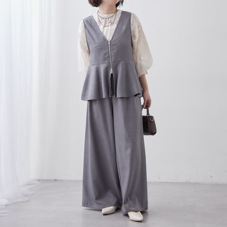 【セットアップ】新色追加！前ジップノースリブラウス+パンツ | RMAF　NICE CLAUP / OLIVE des OLIVE | 詳細画像1 