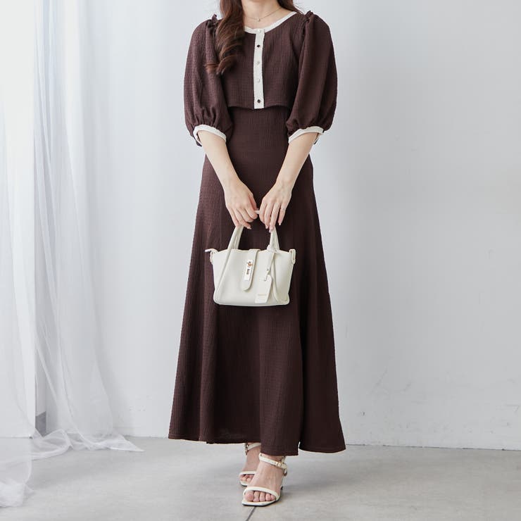 【6色展開、セットアイテム】配色カットジャガードワンピース | RMAF　NICE CLAUP / OLIVE des OLIVE | 詳細画像1 