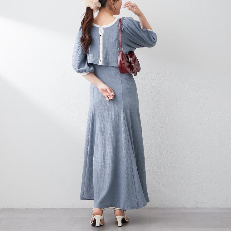 【6色展開、セットアイテム】配色カットジャガードワンピース | RMAF　NICE CLAUP / OLIVE des OLIVE | 詳細画像26 