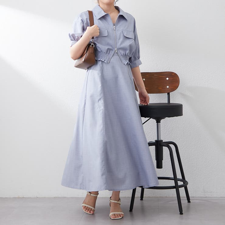 さや　6/1まで　フリンジジャケットとワンピースセット rps｜開衿ショートジャケット*キャミワンピースセットアップ