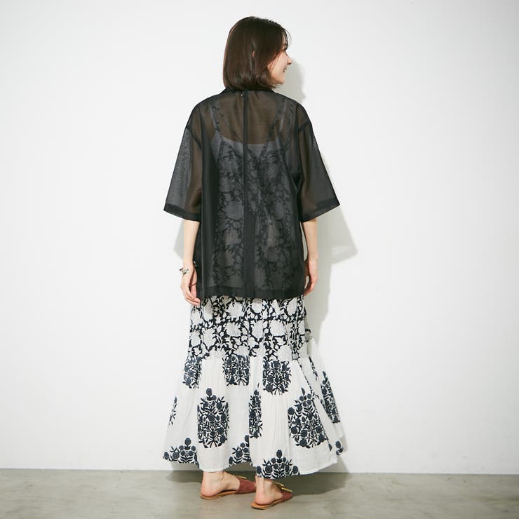 パッチ花柄タッセル付キャミワンピース[品番：OLOW0015838