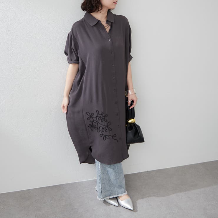 コード刺繍入りシャツワンピース[品番：OLOW0015904]｜RMAF NICE