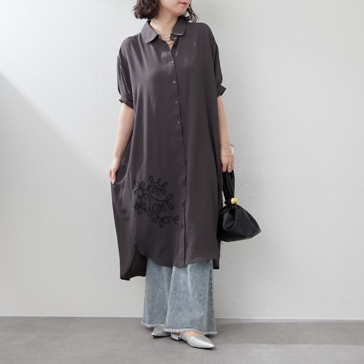 コード刺繍入りシャツワンピース[品番：OLOW0015904]｜RMAF NICE