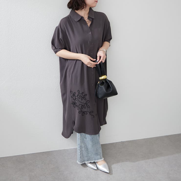 コード刺繍入りシャツワンピース[品番：OLOW0015904]｜RMAF NICE CLAUP