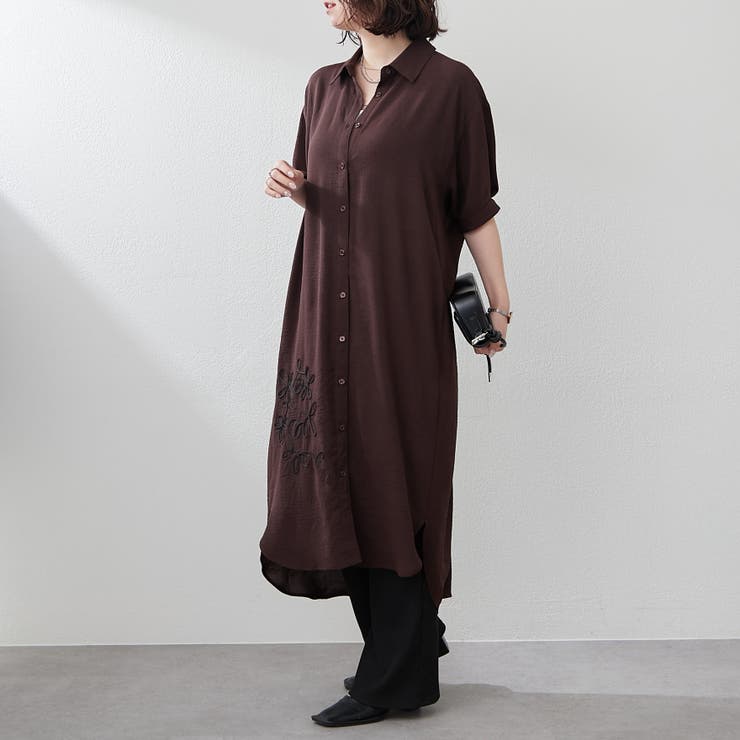 45r バッファローチェック馬比古 ロングシャツワンピース ☆45R☆【美品】バッファローチェック馬比古ワンピースシャツ