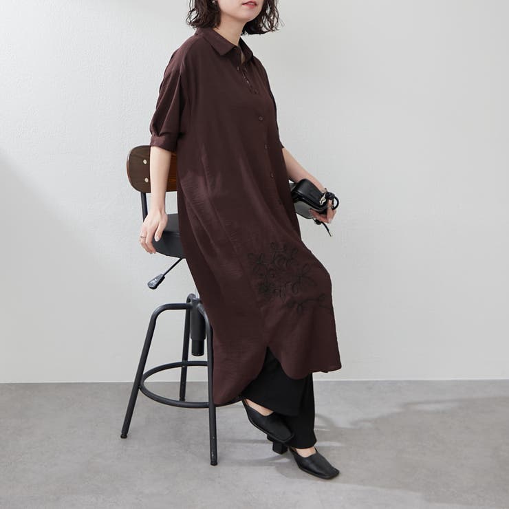 コード刺繍入りシャツワンピース[品番：OLOW0015904]｜RMAF NICE CLAUP