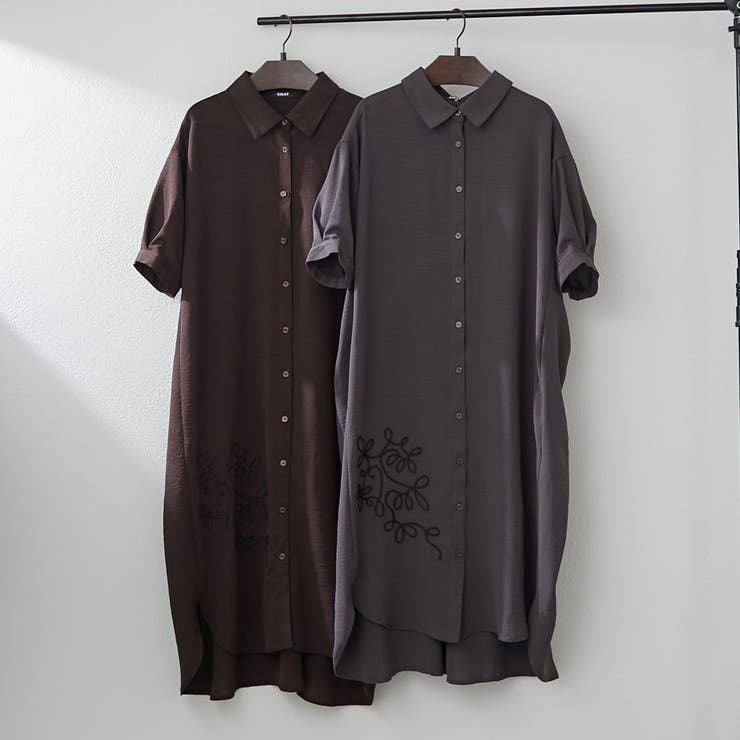 コード刺繍入りシャツワンピース[品番：OLOW0015904]｜RMAF NICE CLAUP