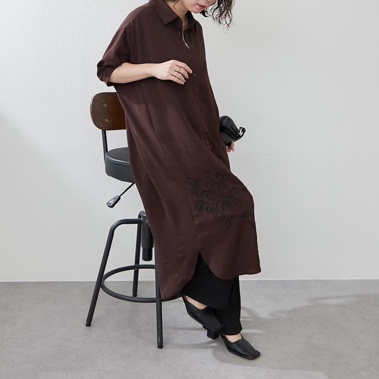 S1455❤️ cloud nine シャツワンピース　M〜L 茶系　ブラウン 楽天市場】【20%OFFセール】Cloud nine クラウドナイン 後ろヨーク