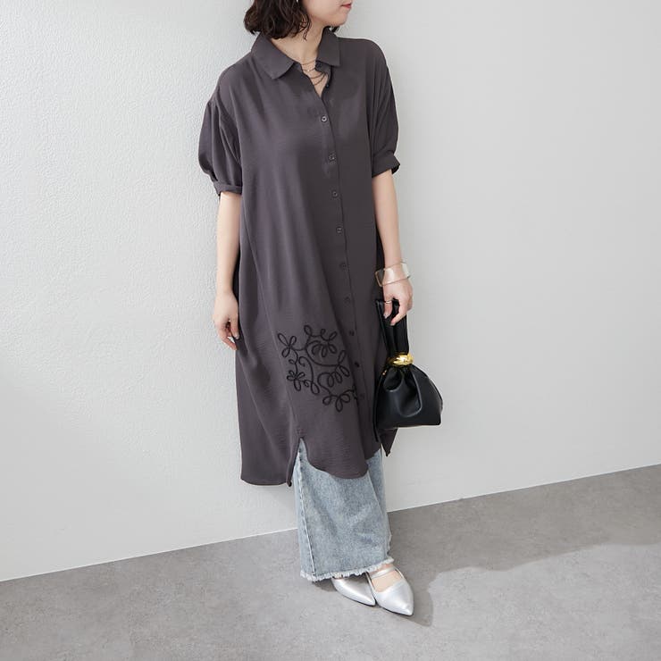 コード刺繍入りシャツワンピース[品番：OLOW0015904]｜RMAF NICE CLAUP