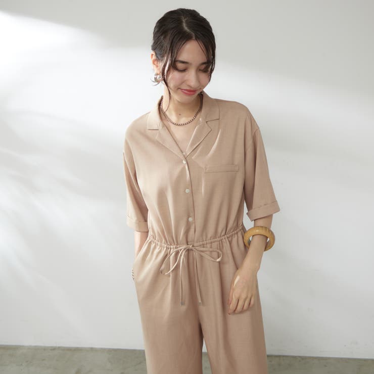 kana__18sセレクト】サイズ展開あり、ハーフスリーブオールインワン