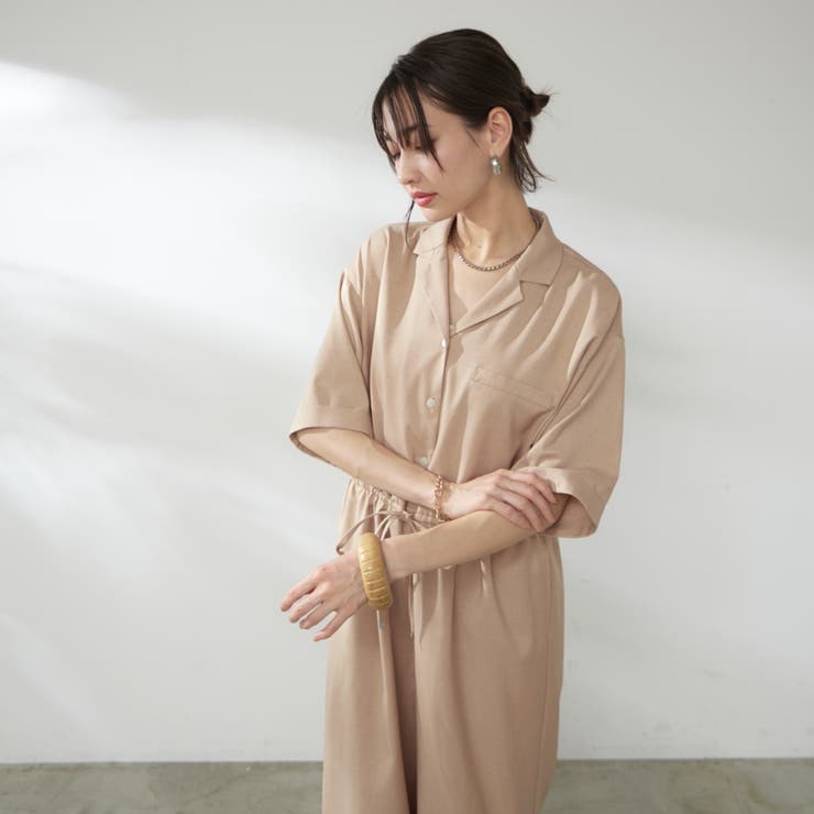 サイズ展開あり、ハーフスリーブオールインワン[品番：OLOW0016124