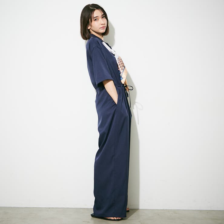 kana__18sセレクト】サイズ展開あり、ハーフスリーブオールインワン