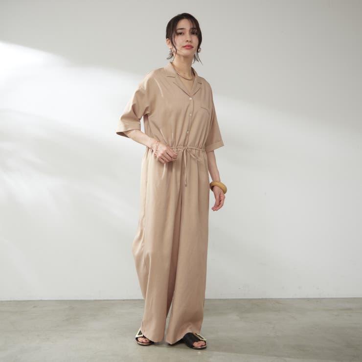 サイズ展開あり、ハーフスリーブオールインワン[品番：OLOW0016124
