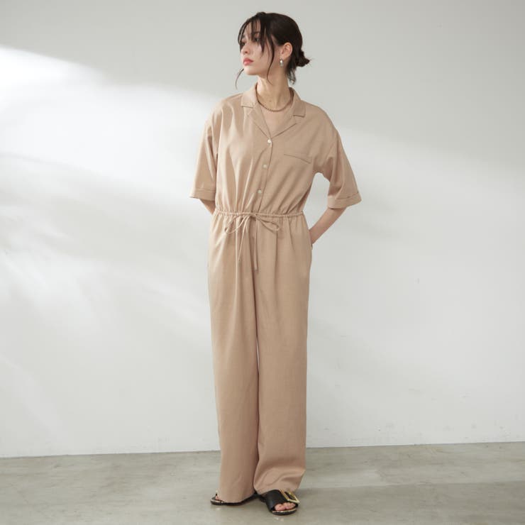 サイズ展開あり、ハーフスリーブオールインワン[品番：OLOW0016124