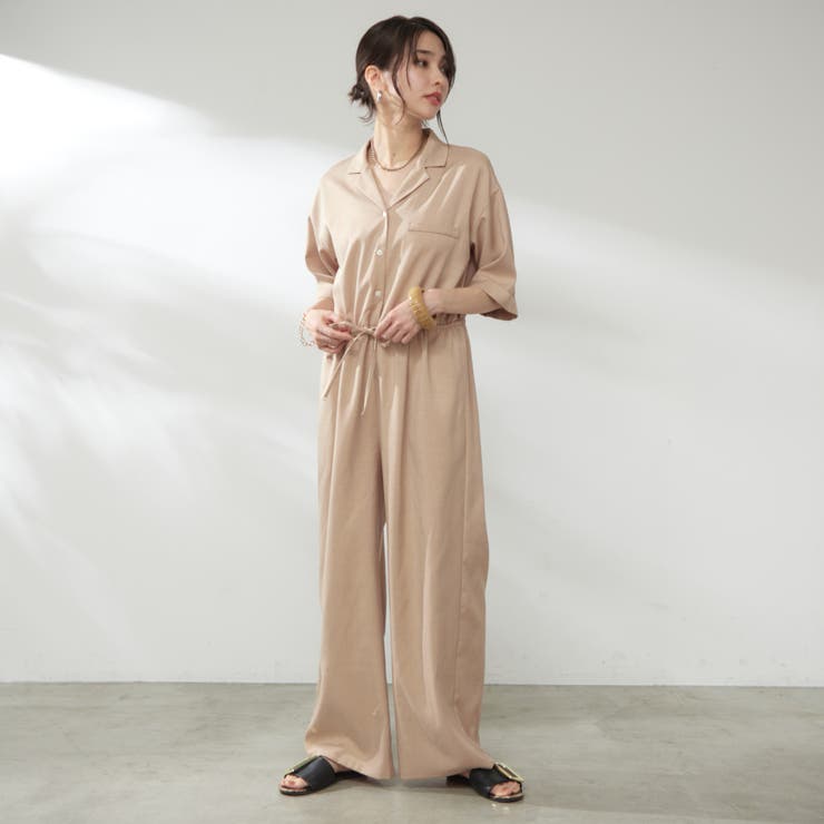 サイズ展開あり、ハーフスリーブオールインワン[品番：OLOW0016124