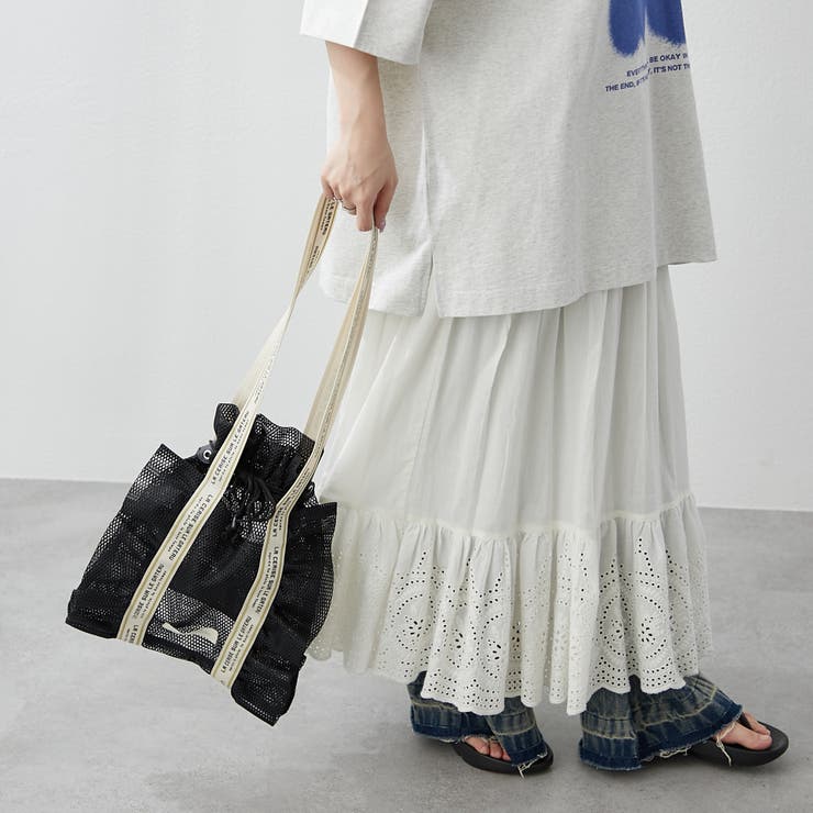 メッシュフリルトート[品番：OLOW0015850]｜RMAF NICE CLAUP / OLIVE