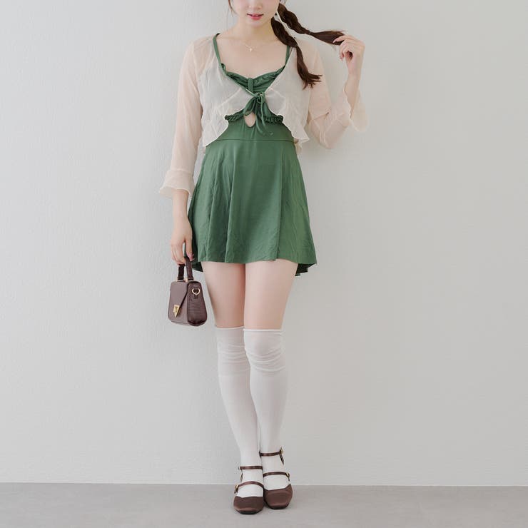 Web限定】シアーボレロ×フリルキャミワンピ水着2点セット[品番