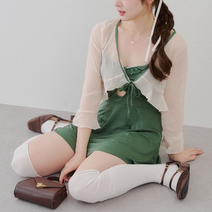 Web限定】シアーボレロ×フリルキャミワンピ水着2点セット[品番