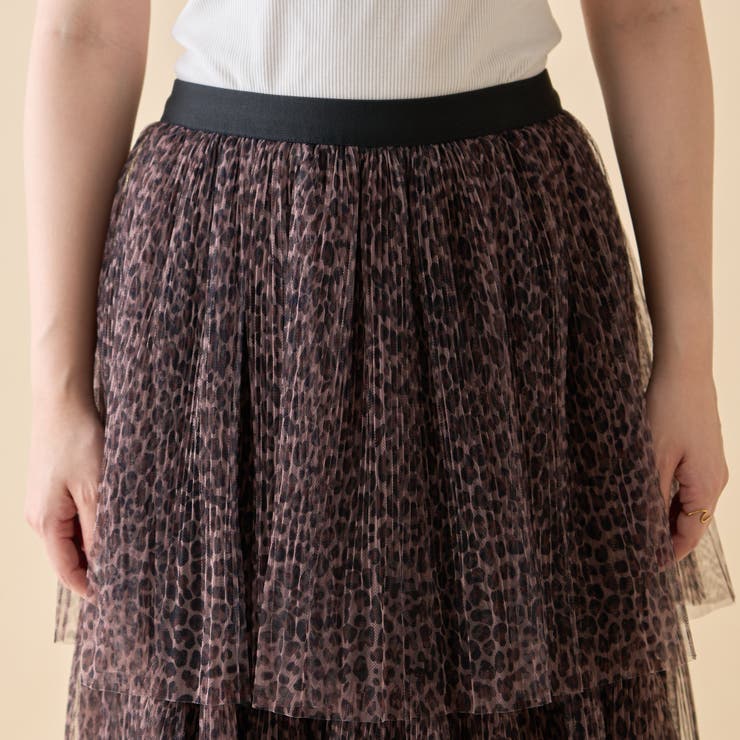 美品　ダイアグラム　25年　チュールバルーンスカート　レオパード柄 美品 ダイアグラム チュールバルーンスカート 25年 レオパード柄