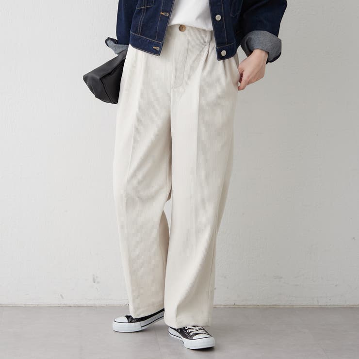 アイボリー | 裏起毛で暖かい、コールタックパンツ | RMAF　NICE CLAUP / OLIVE des OLIVE