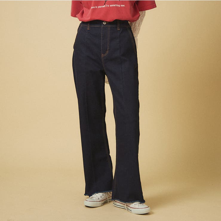 nane】3サイズ展開 ストレートデニムフレアパンツ[品番：OLOW0016428