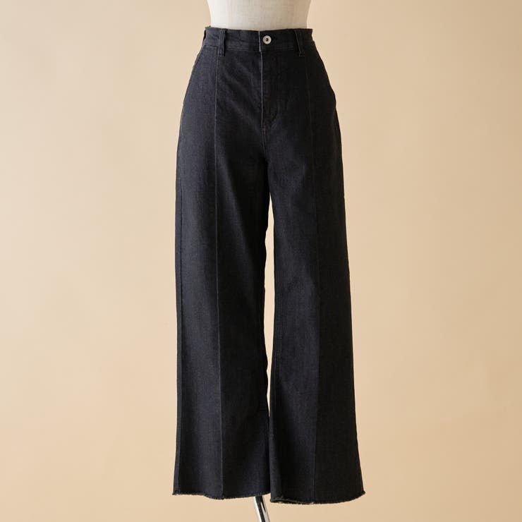 nane】サイズ展開あり、ストレートデニムフレアパンツ[品番