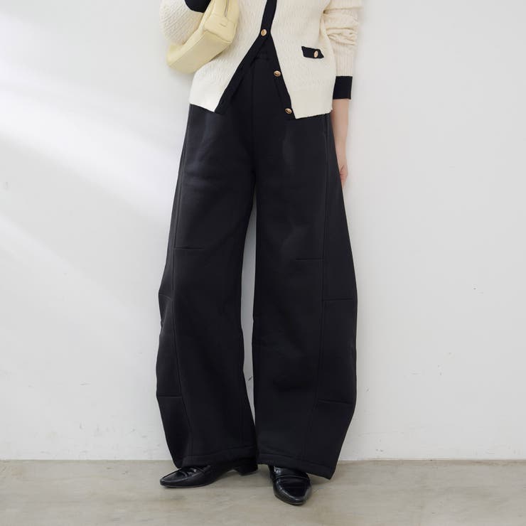 ブラック | 裏起毛で暖かい、スウェットカーブパンツ | RMAF　NICE CLAUP / OLIVE des OLIVE