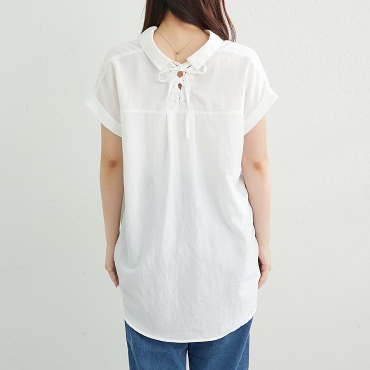 ♡ naury様　2点お纏め御専用商品　アンティークミュゲハット＆シルクブラウス 6色展開】色々釦後レースアップタケノコブラウス[品番