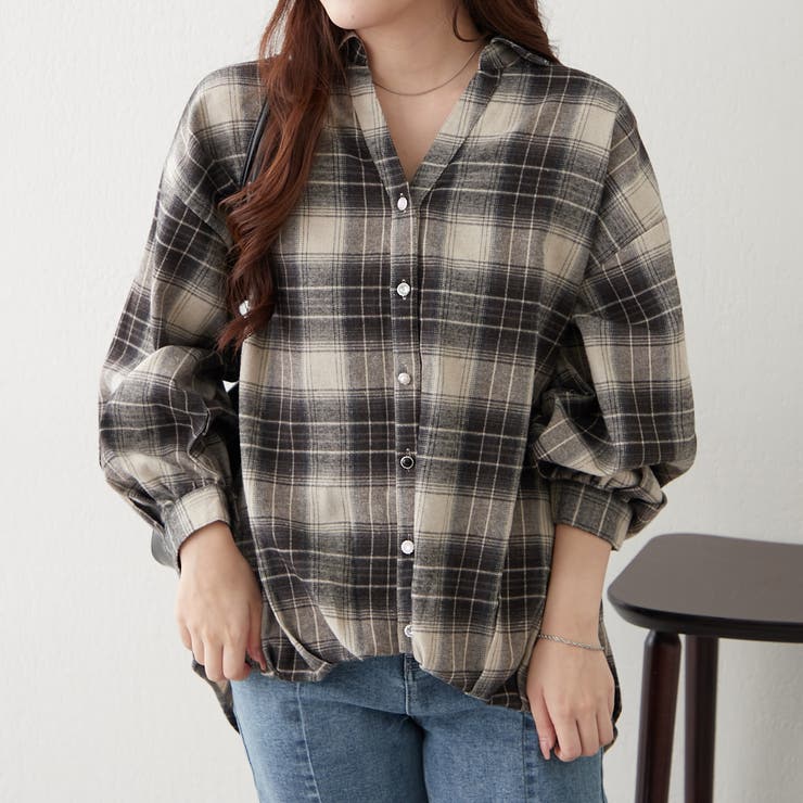 チェックタケノコタックブラウス[品番：OLOW0016618]｜RMAF NICE CLAUP