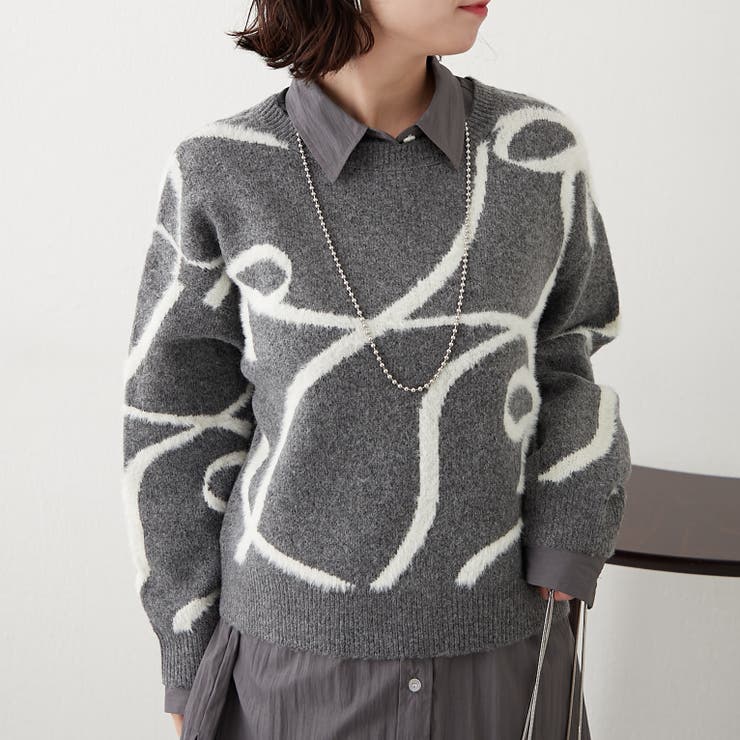 チャコール | ビッグリボン柄プルオーバー | RMAF　NICE CLAUP / OLIVE des OLIVE