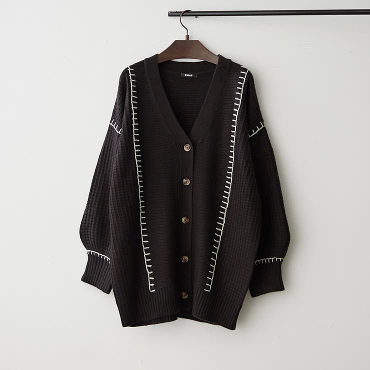 ブラック | ブランケットステッチVカーディガン | RMAF　NICE CLAUP / OLIVE des OLIVE