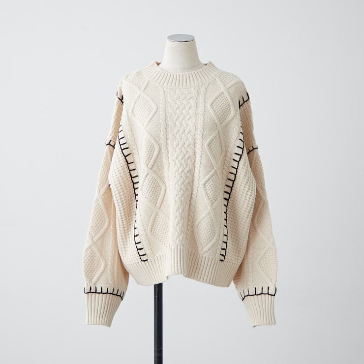 ブランケットステッチケーブルプルオーバー | RMAF　NICE CLAUP / OLIVE des OLIVE | 詳細画像2 