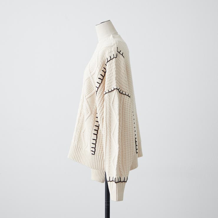 ブランケットステッチケーブルプルオーバー | RMAF　NICE CLAUP / OLIVE des OLIVE | 詳細画像3 