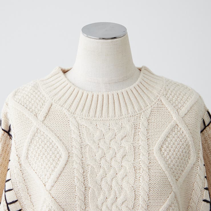 ブランケットステッチケーブルプルオーバー | RMAF　NICE CLAUP / OLIVE des OLIVE | 詳細画像5 