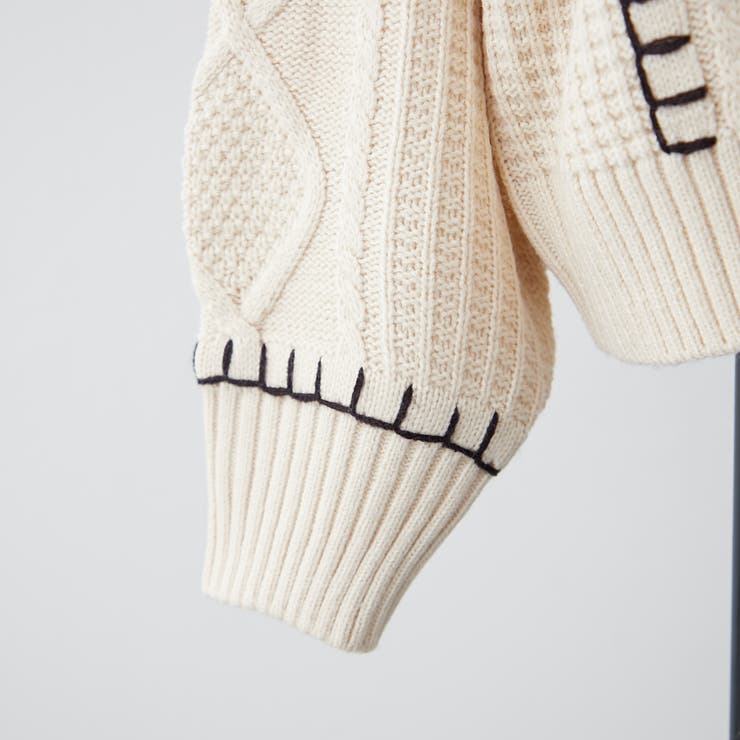 ブランケットステッチケーブルプルオーバー | RMAF　NICE CLAUP / OLIVE des OLIVE | 詳細画像6 