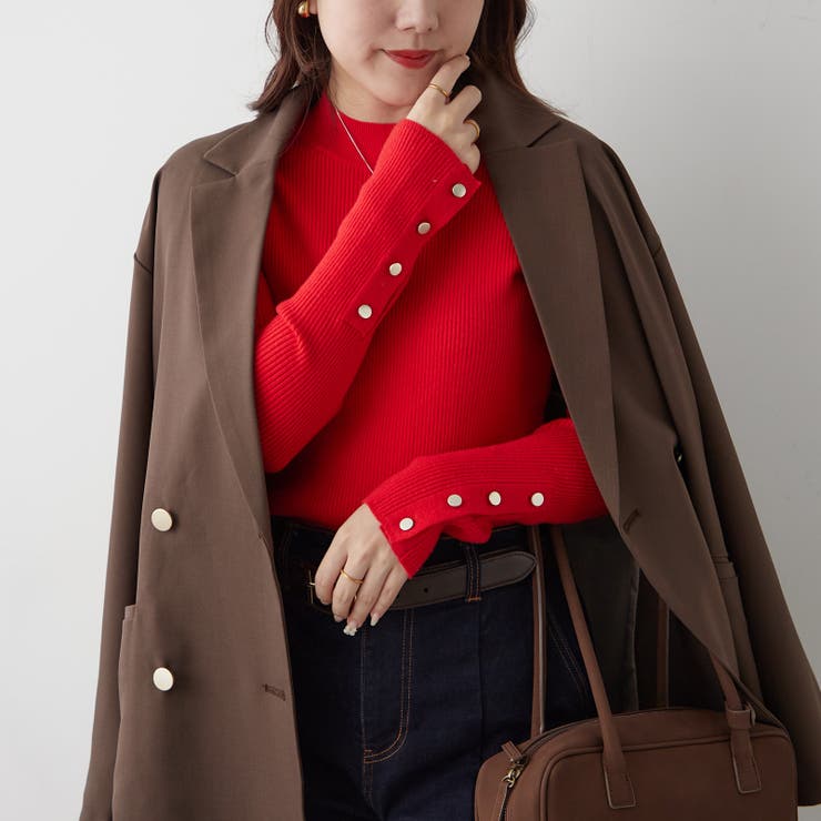 【8色展開】袖ボタンハイネックリブプルオーバー | RMAF　NICE CLAUP / OLIVE des OLIVE | 詳細画像36 