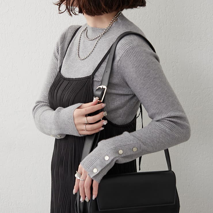 トップグレー | 【8色展開】袖ボタンハイネックリブプルオーバー | RMAF　NICE CLAUP / OLIVE des OLIVE