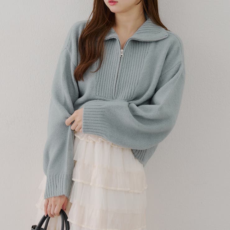 【5色展開】ヤクタッチハーフジップニット | RMAF　NICE CLAUP / OLIVE des OLIVE | 詳細画像12 