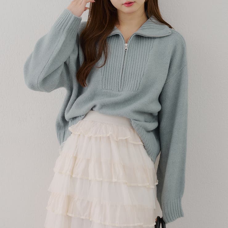 【5色展開】ヤクタッチハーフジップニット | RMAF　NICE CLAUP / OLIVE des OLIVE | 詳細画像14 